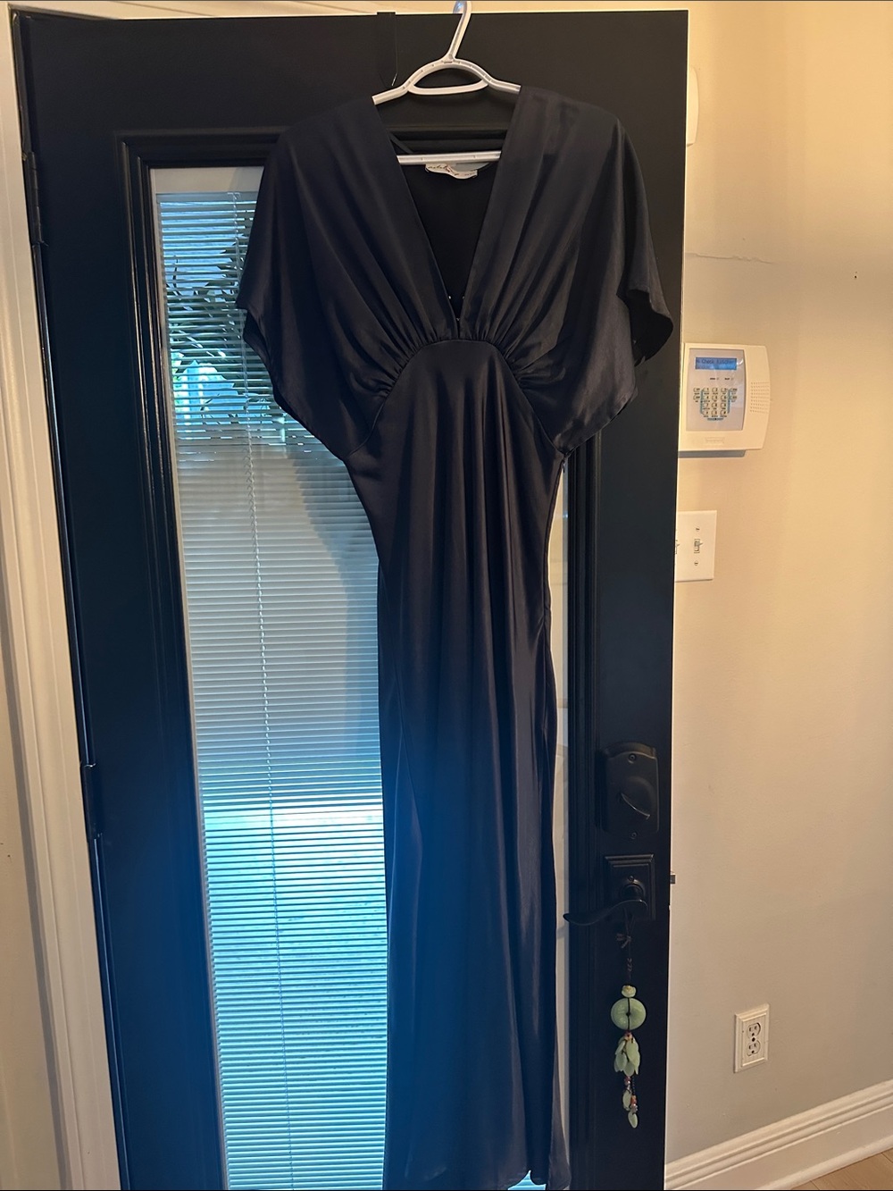 Petal & Pup Black V-Neck Maxi Dress with Draped Sleeves
